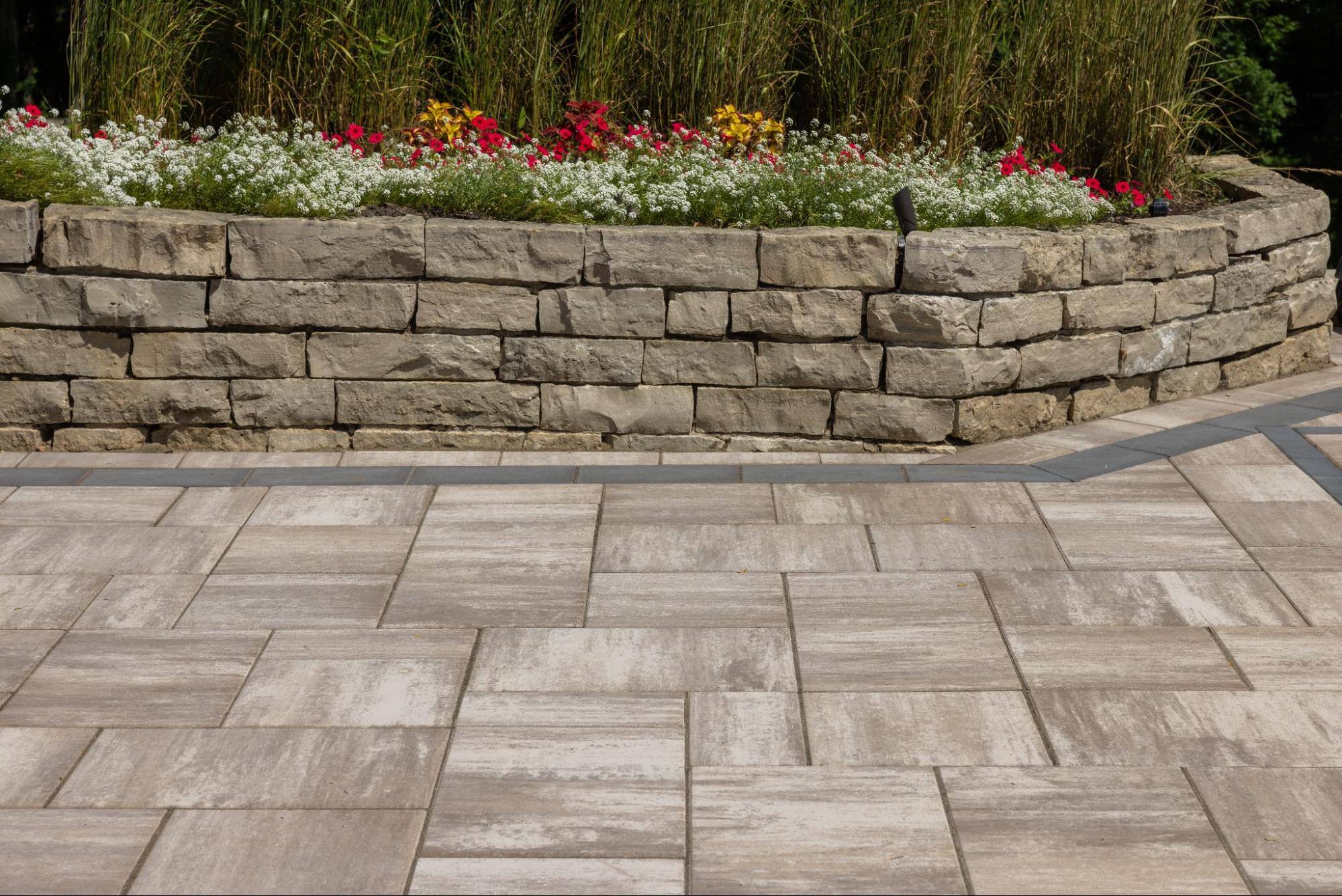 a retaining wall made of stones