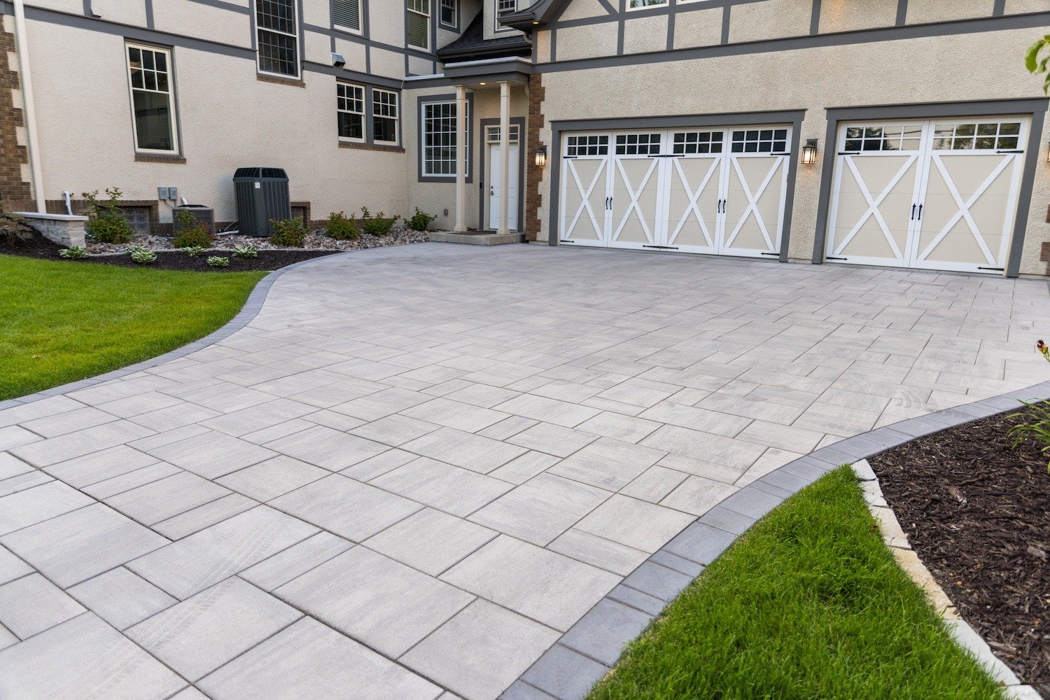 shot of a driveway with pavers