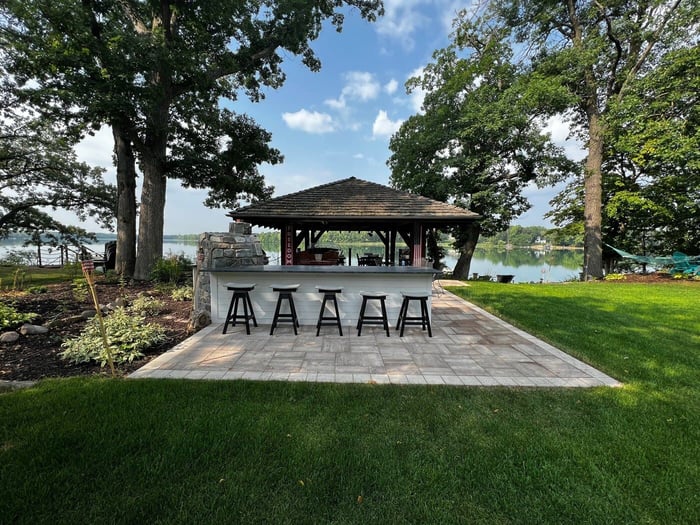 an outdoor bar area