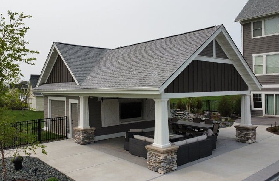 a cabana covering an outdoor living room