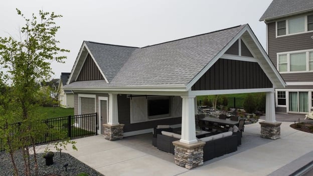 a cabana covering and outdoor living room