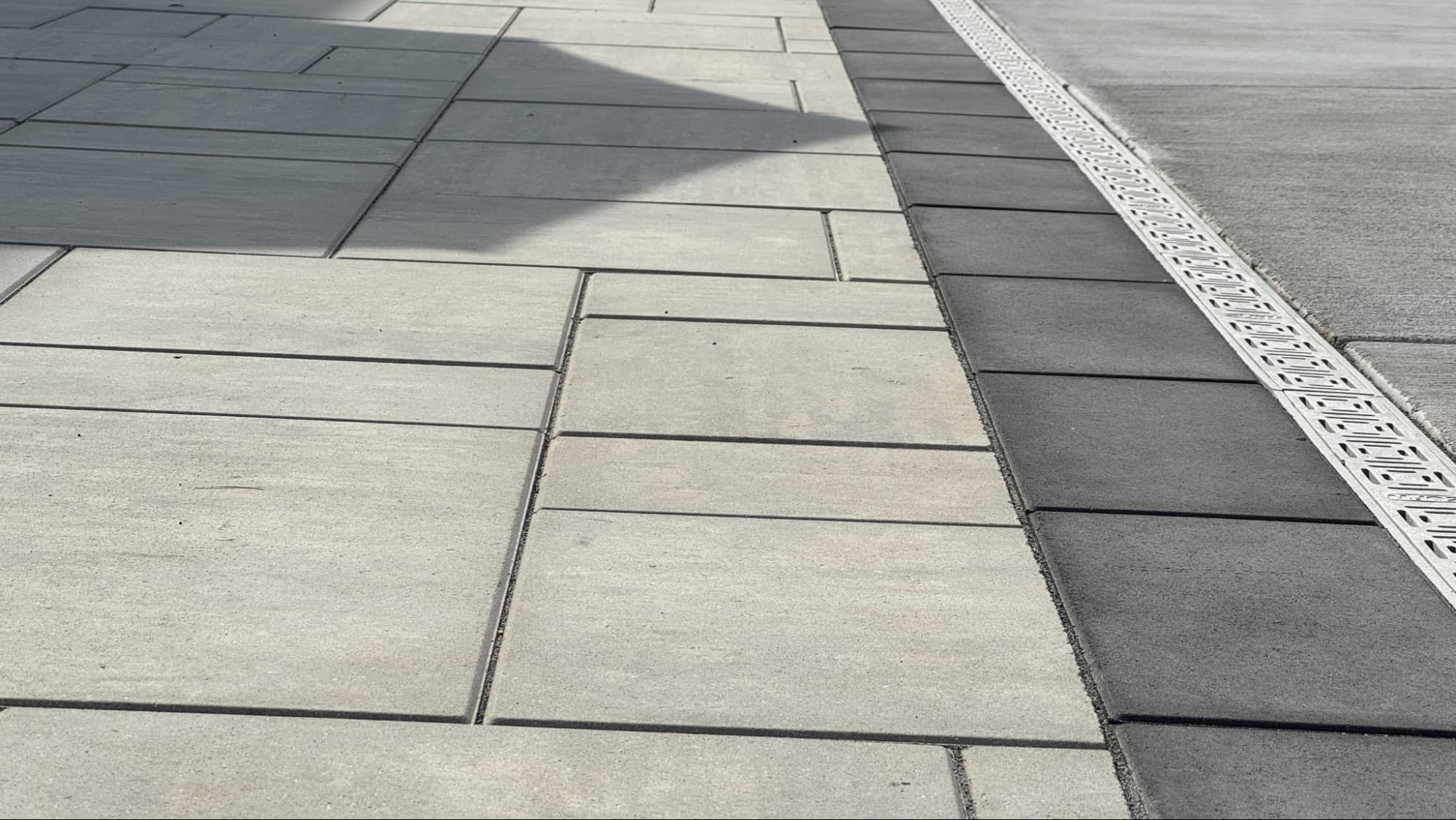 close-up of contrasting gray pavers