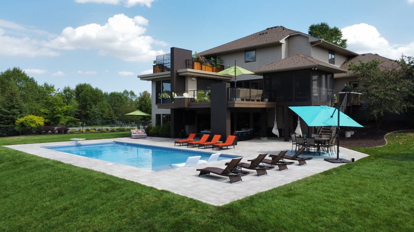 beautiful backyard with a pool