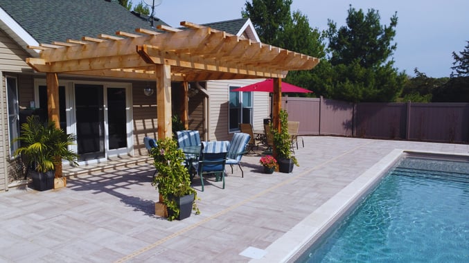 Pergola on pool deck